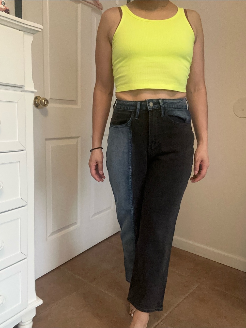 Hollister Two-Tone Straight Leg Jeans — Black & Blue